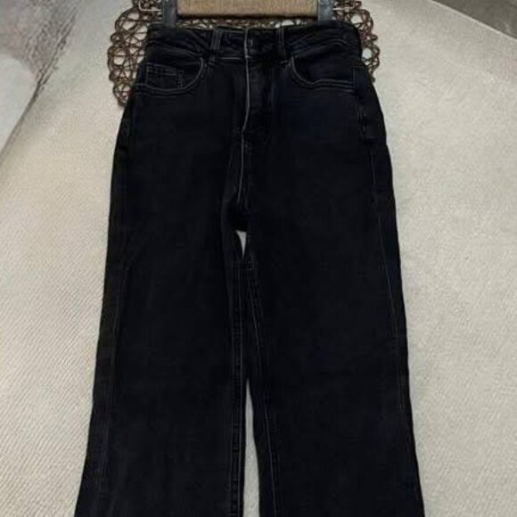 Black High Waisted Wide Leg Jeans - Picture 1 of 3